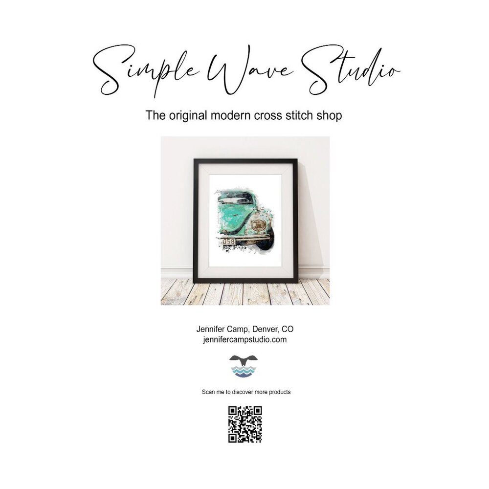 VW Volkswagen Bug Car Automobile Counted Cross Stitch Pattern NEW‎
